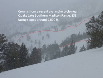 Natural Avalanches Near Quake Lake - 2/16/14